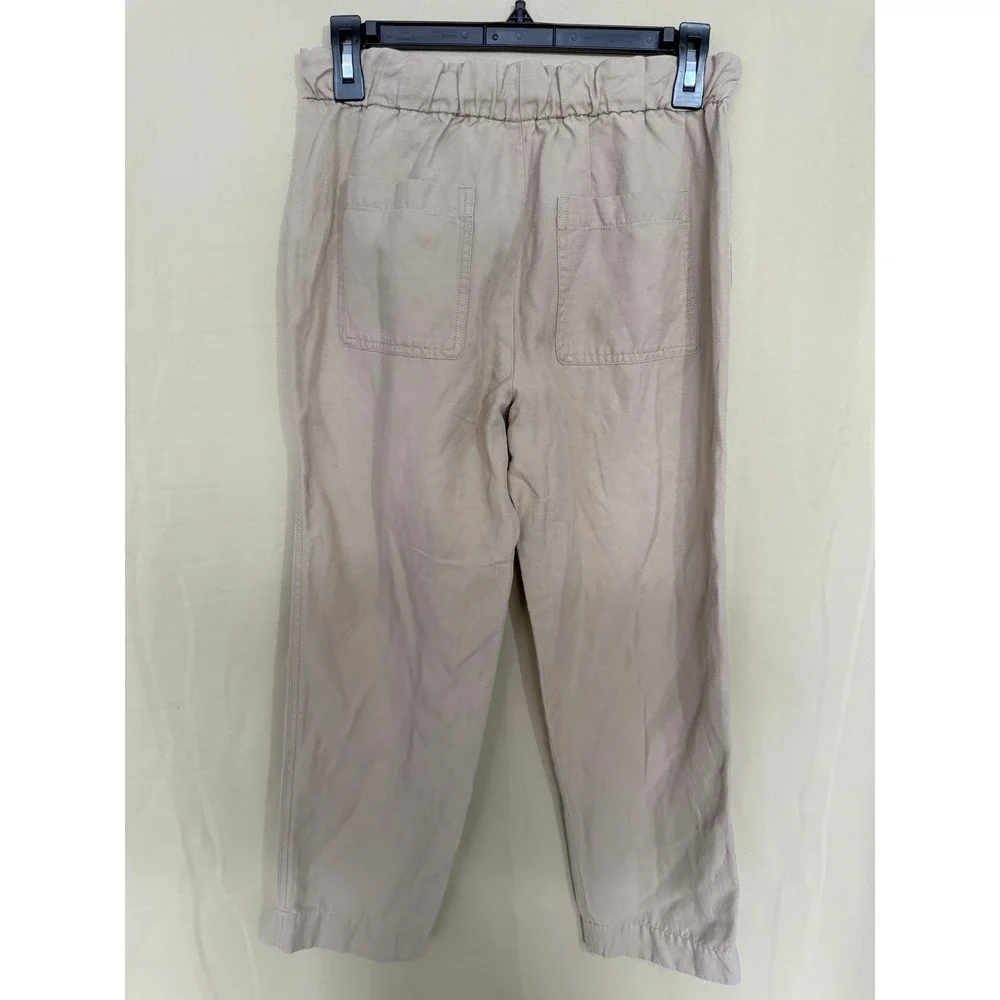 Banana Republic Utility Pants Women XS Beige Linen‎ Blend Relaxed Crop Trousers